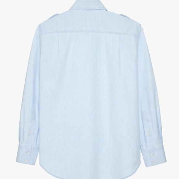 ZARA NEW WOMAN OVERSIZE DENIM SHIRT LIMITED EDITION LIGHT BLUE 5216/266 Size M - Picture 8 of 9